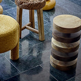 Franka Round Wooden Side Table - Brown