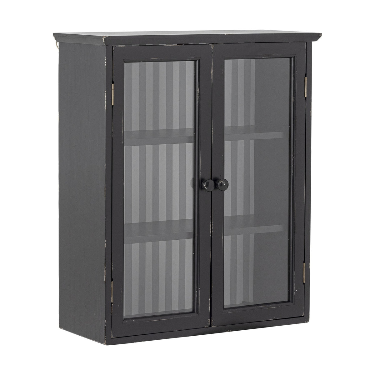 Hazem Striped Wooden Cabinet - Black