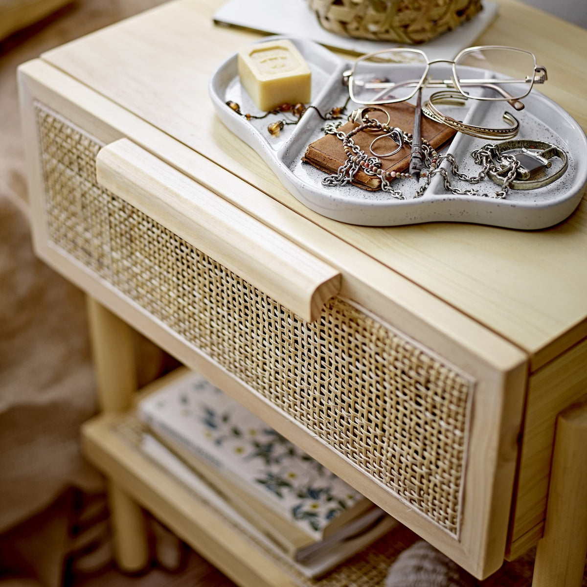 Manon Wooden Side Table - Beige