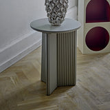 Edith Round Wooden Side Table - Grey