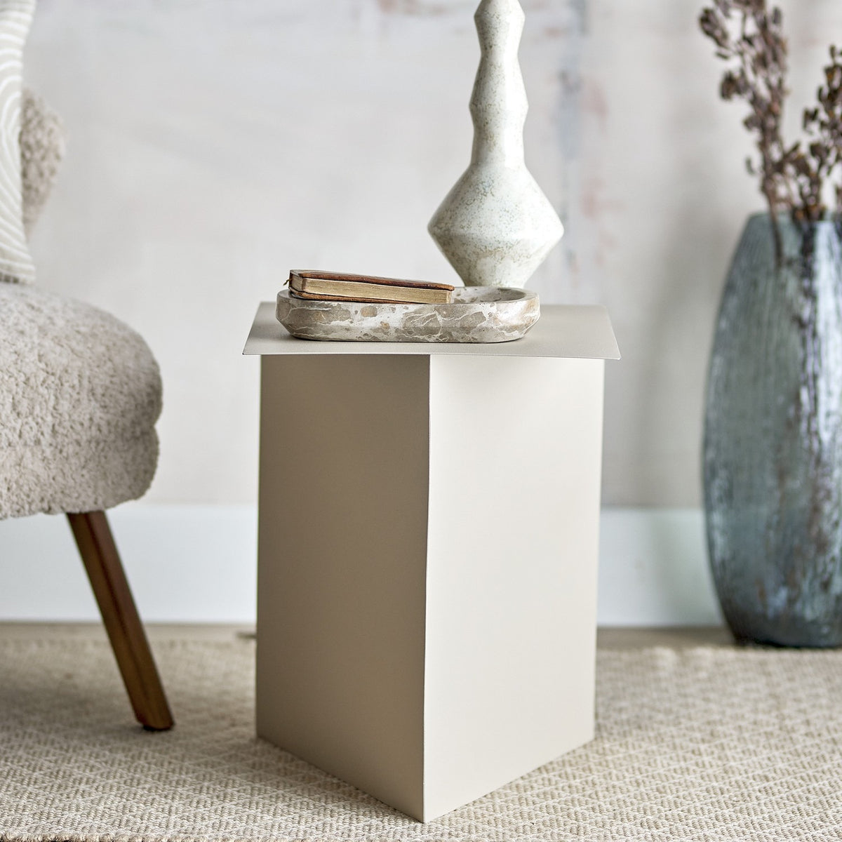 Tasha Iron Side Table - Beige
