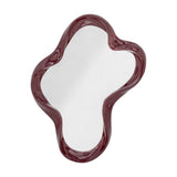 Violeta Resin Wall Mirror in red, 47x62cm, with a glossy rippled frame forming soft rounded lobes around the glass, shown against a plain white background.