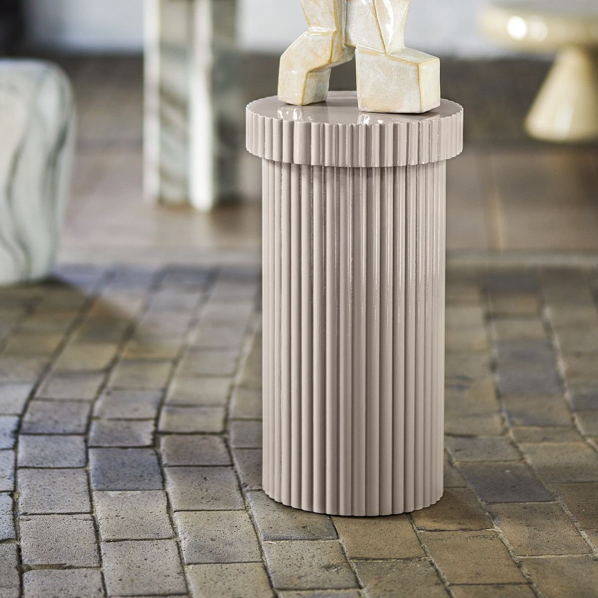 Timi Fluted Side Table - Grey