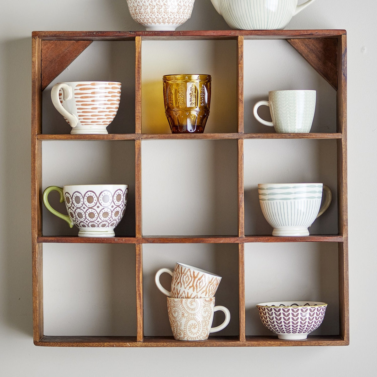Tilo Square Wooden Wall Shelf - Brown