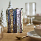 Cicilia Striped Glass Christmas Tealight Holder - Champagne
