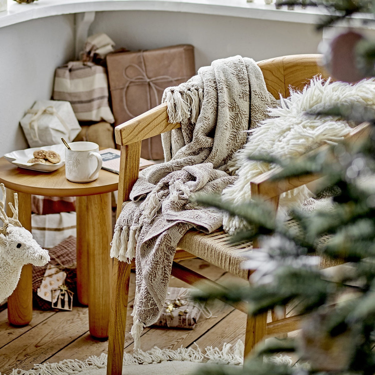 Gabriela Cotton Christmas Throw - Beige