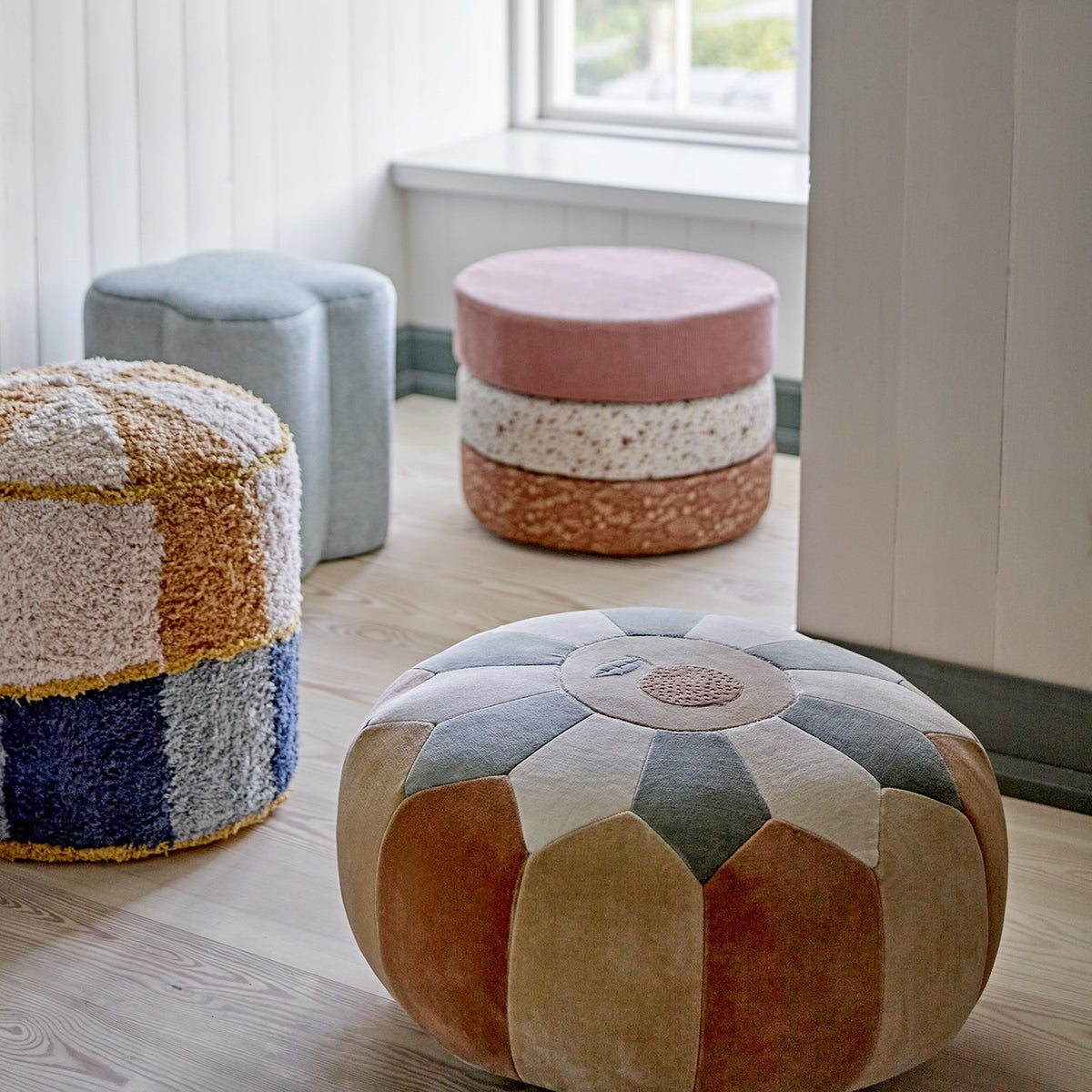 Agnes Round Cotton Pouffe - Multi