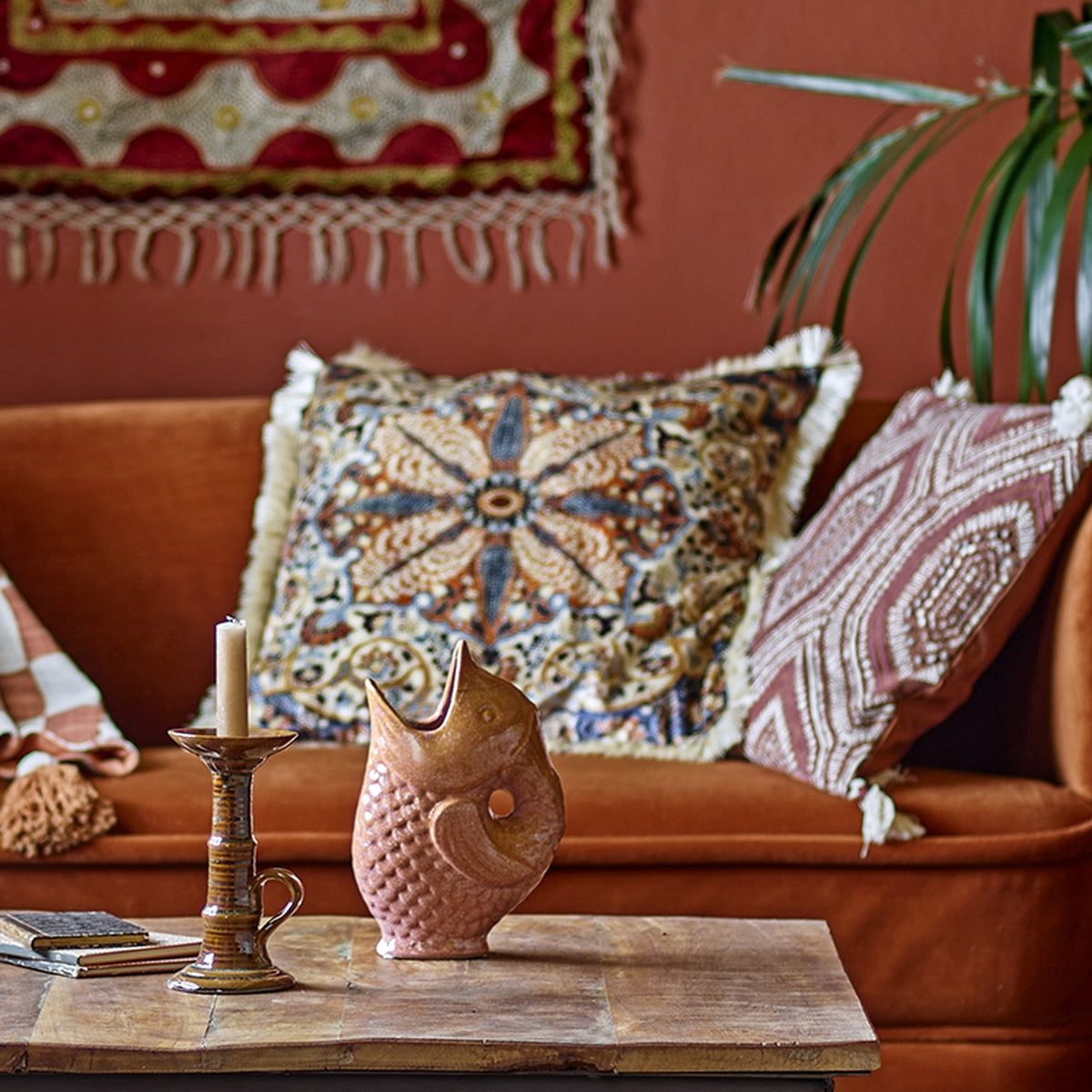 Asu Floral Cushion - Brown