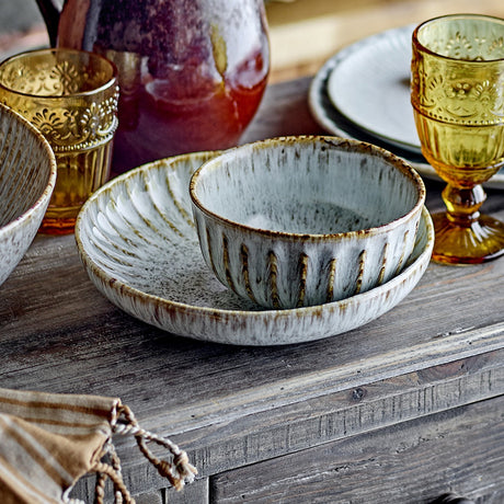 Fleur Stoneware Deep Plate - Grey