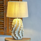 Natika Stoneware Table Lamp with Linen Shade - Beige