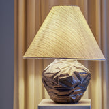 Carolla Stoneware Table Lamp with Linen Shade - Brown