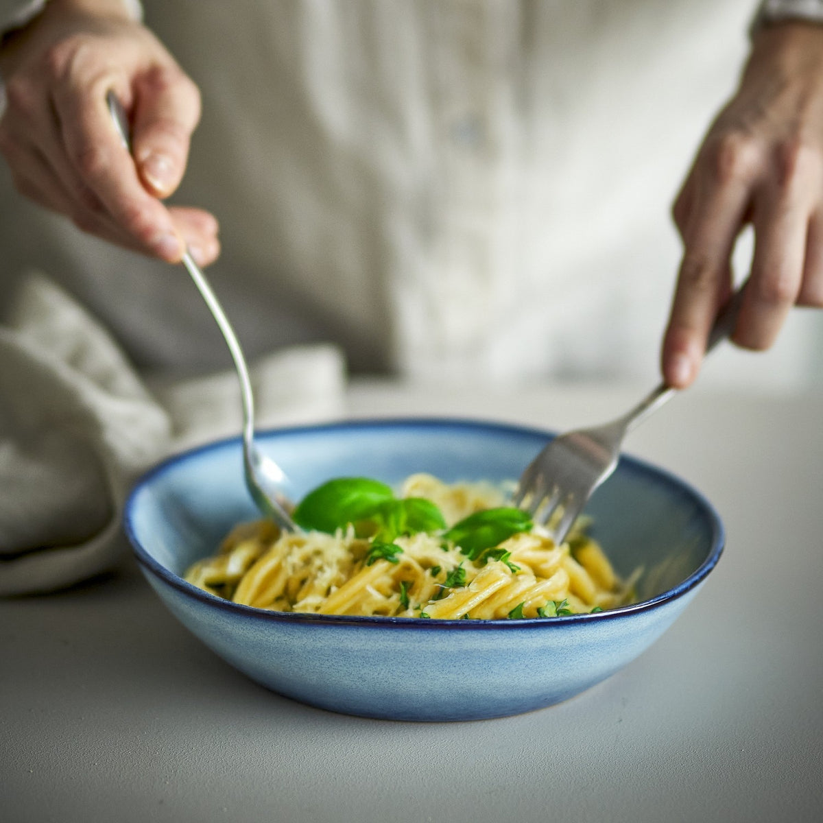 Sandrine Stoneware Dinner Set of 12 - Blue