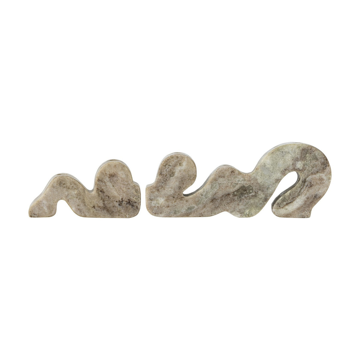 Liabella Marbled Marble Candle Holders Set of 2 - Grey