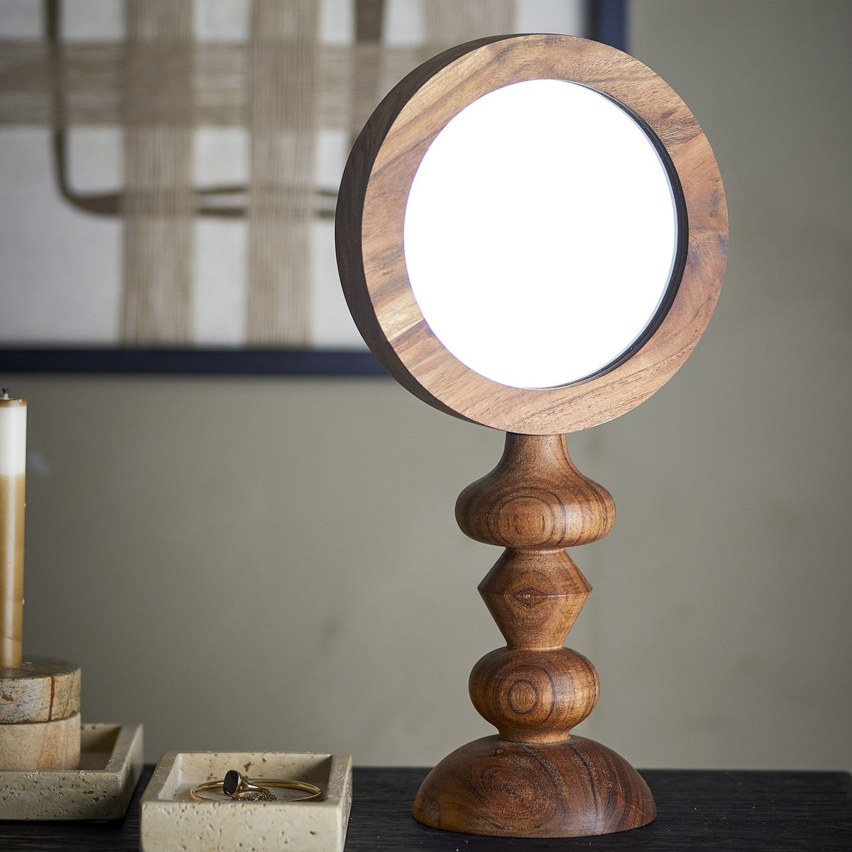 Malukka Wooden Table Mirror 20x40cm - Brown