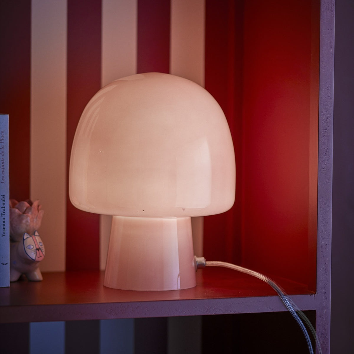 Paddy Mushroom Glass Table Lamp - Pink