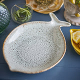 Fleur Fish Stoneware Platter - White