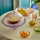 Tayo Round Glass Cake Stand with Lid - Multi