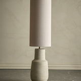 Linetta Stoneware Floor Lamp with Linen Shade - White