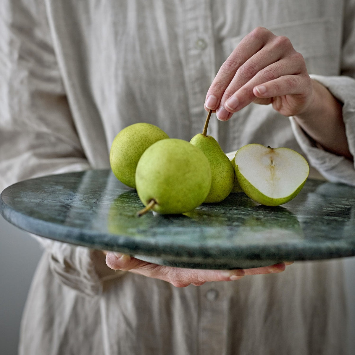 Nuni Round Marble Lazy Susan - Green