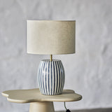 Tali Striped Iron Table Lamp with Linen Shade - Multi