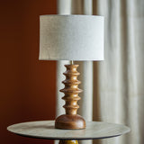 Elinora Wooden Table Lamp with Linen Shade - Brown
