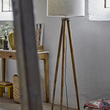 Etienne Wooden Floor Lamp with Linen Shade - Brown