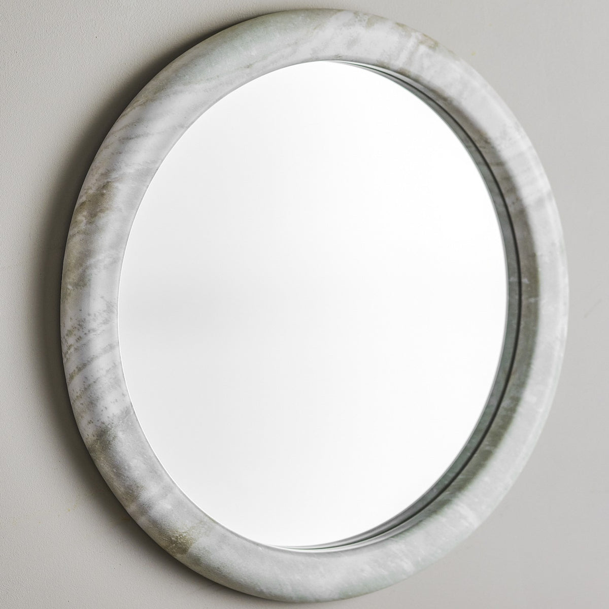 Vaka Marbled Resin Wall Mirror 50cm - Beige