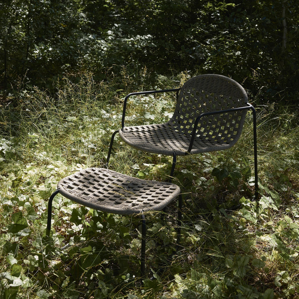 Calana Iron Lounge Chair with Footstool - Grey