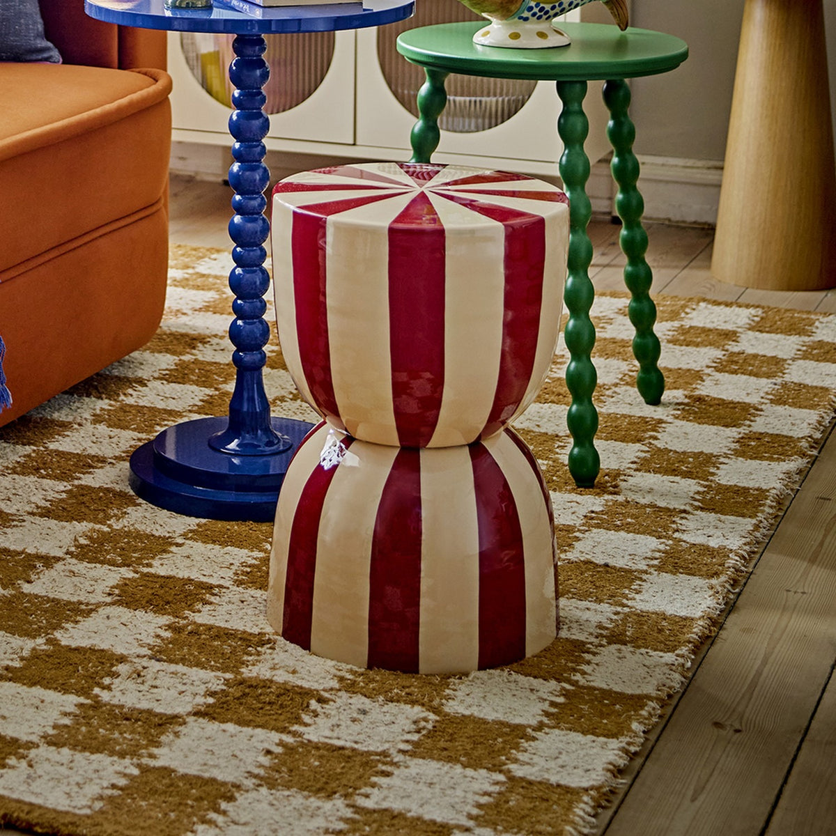 Vrea Striped Iron Side Table - Multi