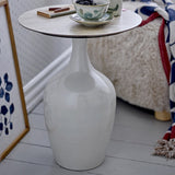 Lecco Round Iron Side Table - Cream