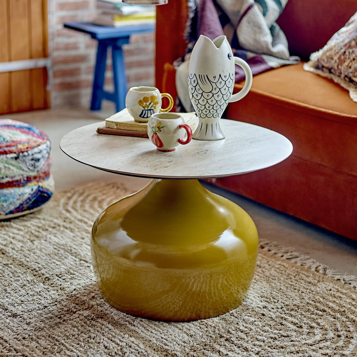 Lecco Round Iron Coffee Table - Yellow