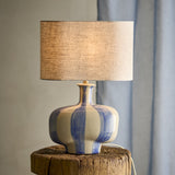 Alida Striped Stoneware Table Lamp with Linen Shade - Multi