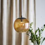 Sybia Ribbed Glass Pendant Light - Amber