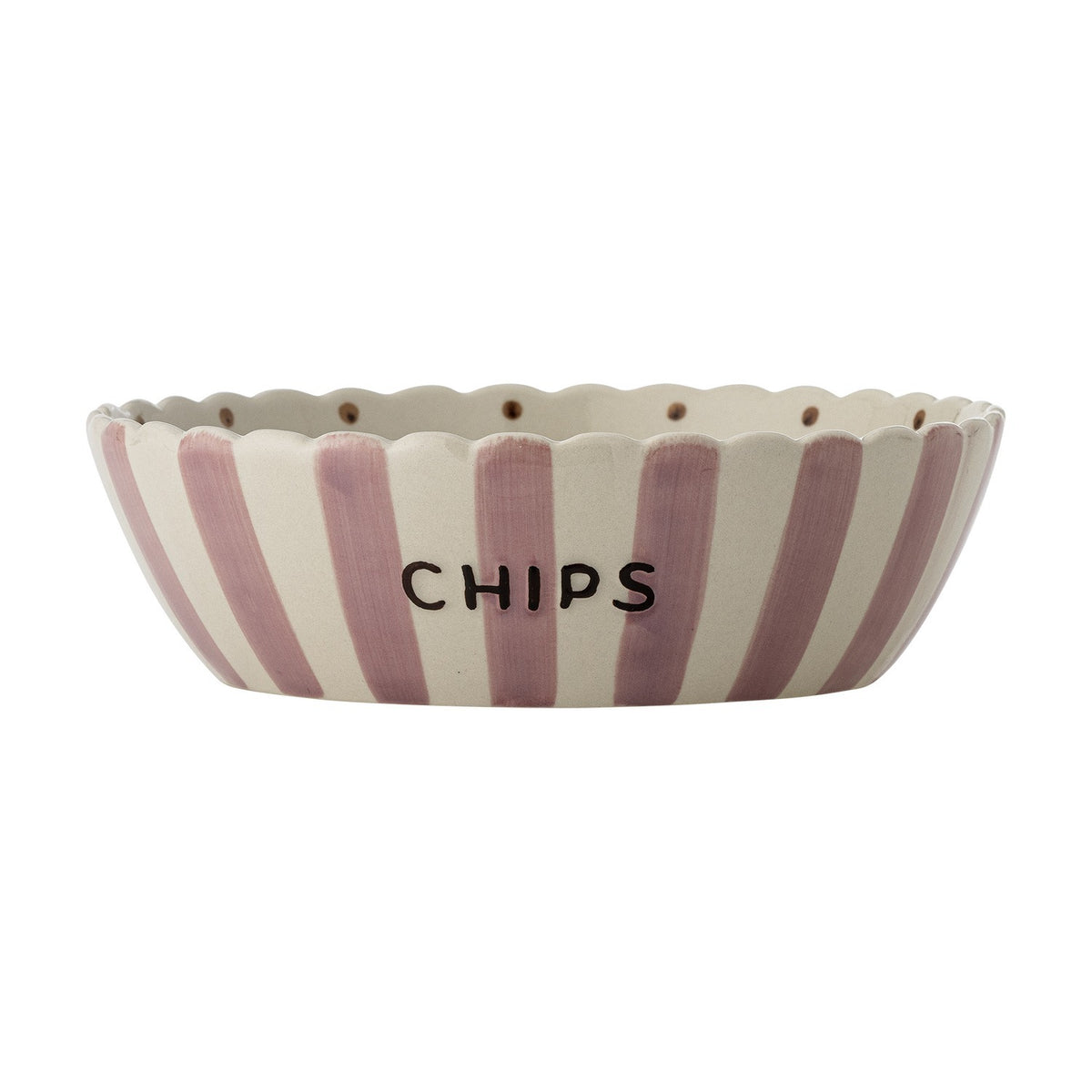 Chip Striped Stoneware Bowl 24cm - Pink