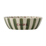 Chip Striped Stoneware Bowl 24cm - Green