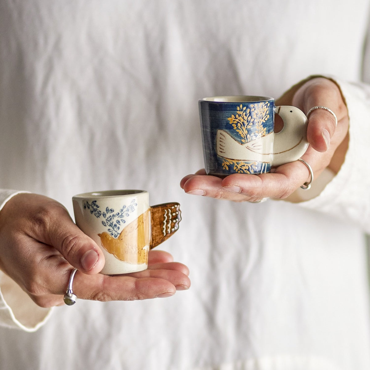 Hezha Stoneware Espresso Cups 55ml Set of 2 - Multi