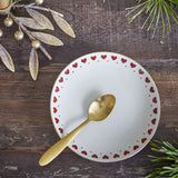 Jolly Heart Stoneware Christmas Plate - Cream