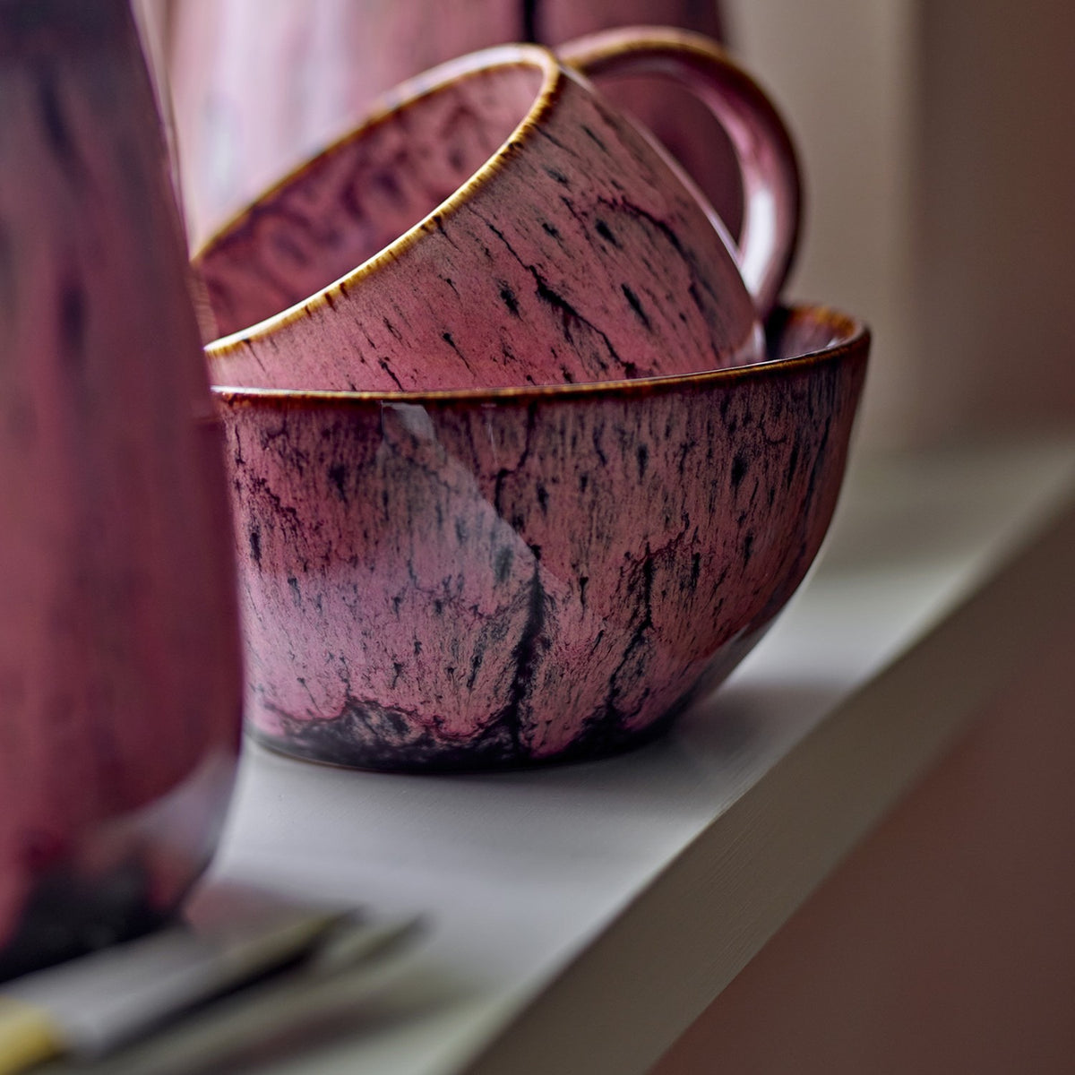 Rayen Stoneware Bowls 14.5cm Set of 4 - Pink