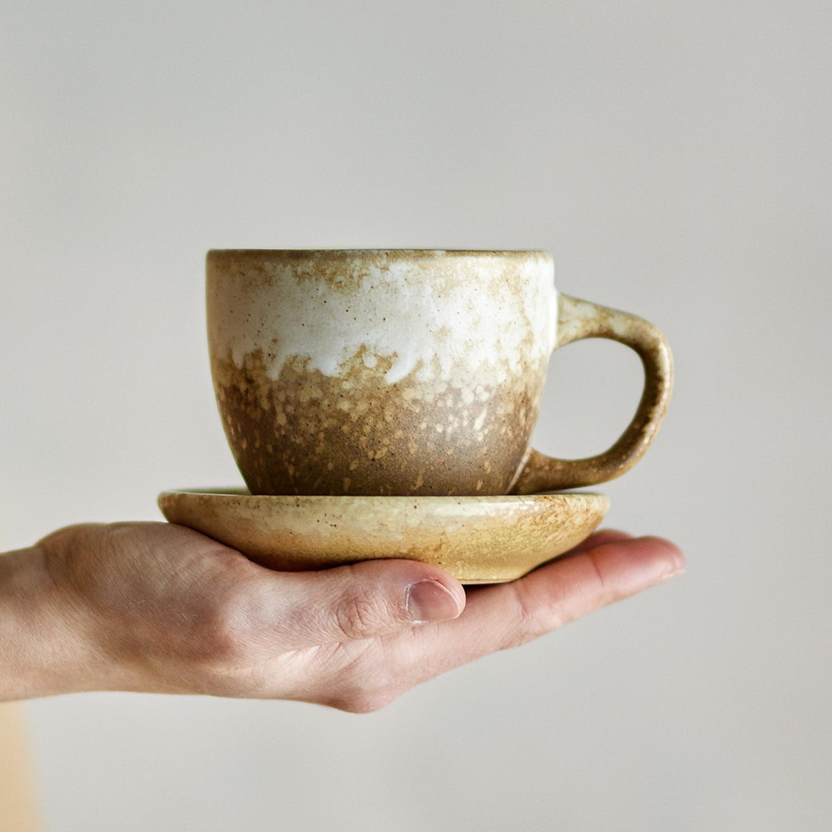 Brenta Stoneware Cup & Saucer 185ml Set of 4 - Beige