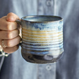 Deana Striped Stoneware Mugs 380ml Set of 4 - Blue