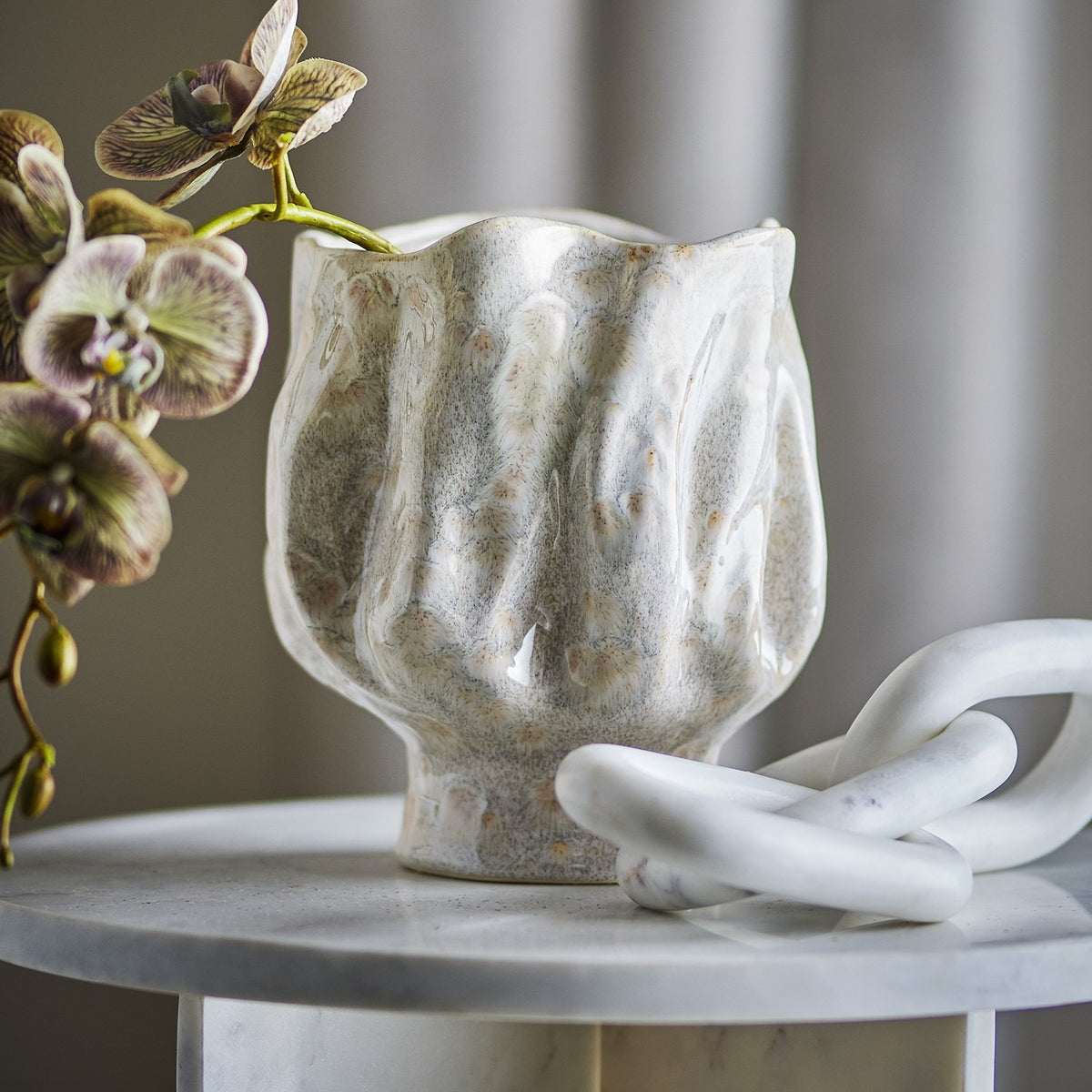 Adair Stoneware Vase 24cm - White