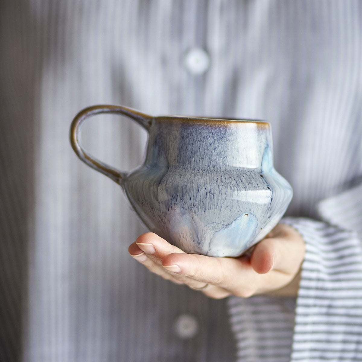 Bessie Round Stoneware Mugs 300ml Set of 4 - Blue