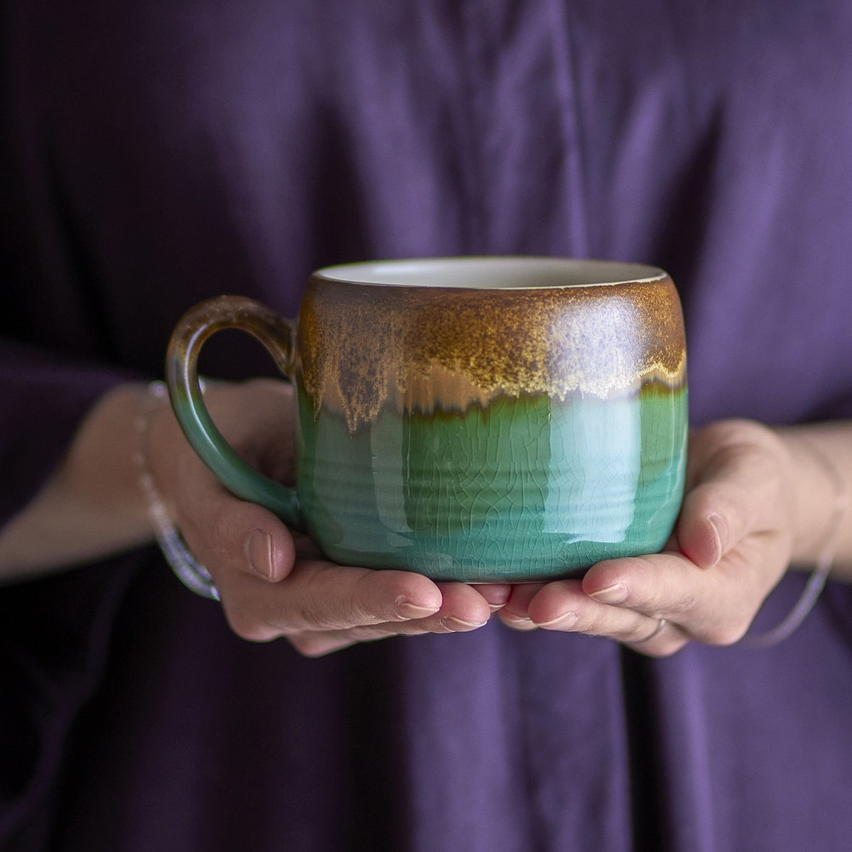 Sheen Stoneware Cups 400ml Set of 4 - Green