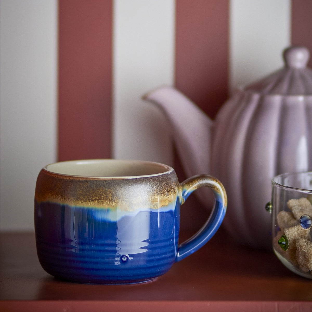 Sheen Stoneware Cups 400ml Set of 4 - Blue