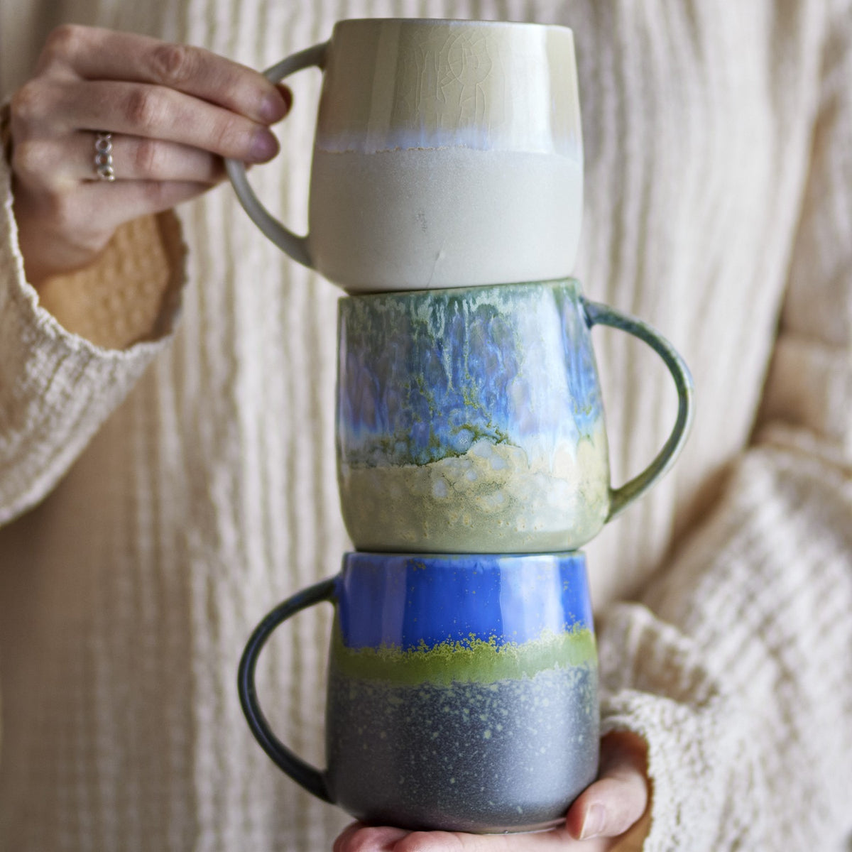 Cloe Stoneware Mugs 400ml Set of 3 - Multi