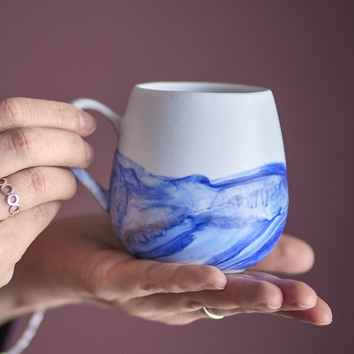 Lyre Stoneware Cups 250ml Set of 4 - Blue