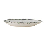Hadyn Speckled Stoneware Tray in white, a large round tray with a low rim and painted branch-like strokes fading into a darker speckled edge, shown on a plain background.