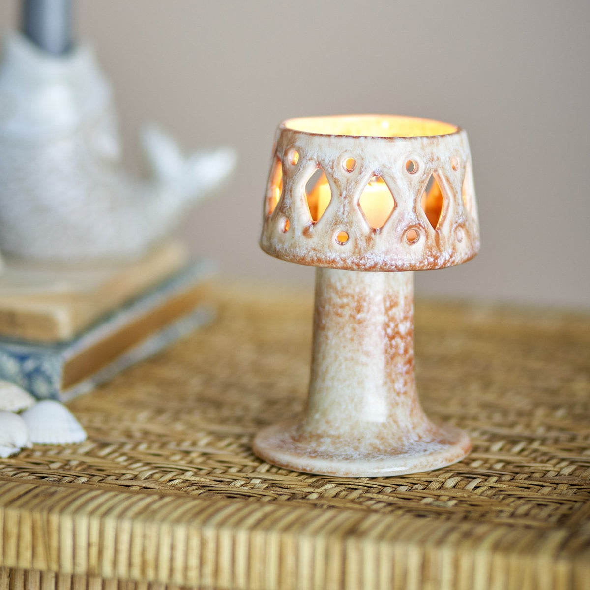 Patty Stoneware Tealight Holder - Beige