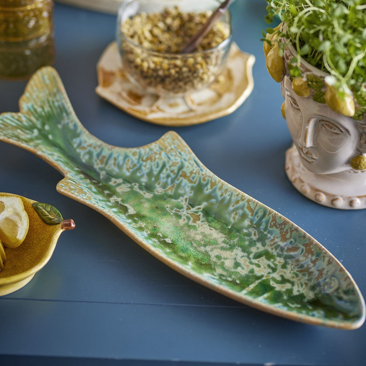 Hadden Fish Stoneware Platter - Green