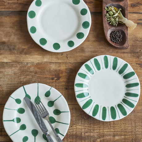 Linora Dotted Stoneware Side Plates Set of 3 - Green